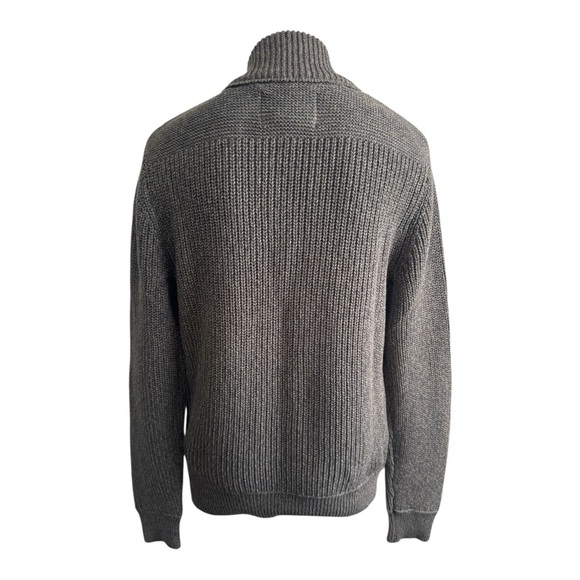 Eddie Bauer Olive Zip Up Chunky Cardigan - Cable Knit - Ribbed Trim - Mens Small - Picture 7 of 11